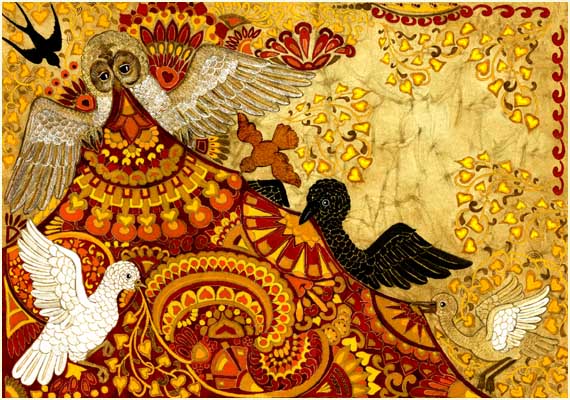 owl, crow and cloak